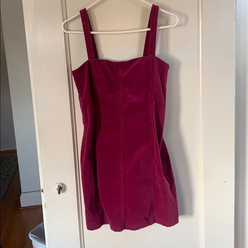 Magenta Velvet Dress with Back Openings